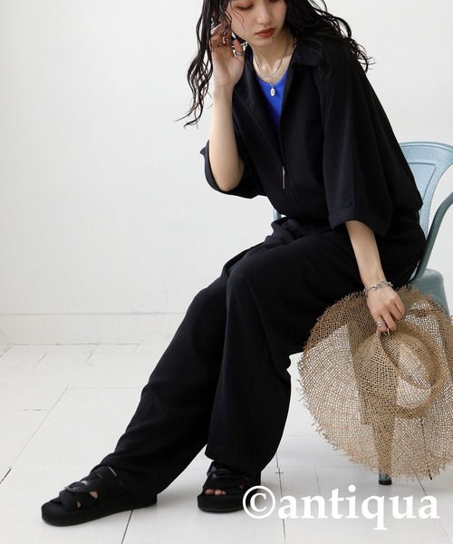 antiqua（アンティカ）の「半袖オールインワン（つなぎ/オールインワン・レディース・ブラック・FREE）」の10枚目の写真