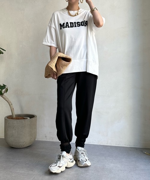 DouDou（ドゥドゥ）の「【WEB限定】裾チュール切替パンツ（スラックス・レディース・ブラック/アイボリー・FREE）」の12枚目の写真