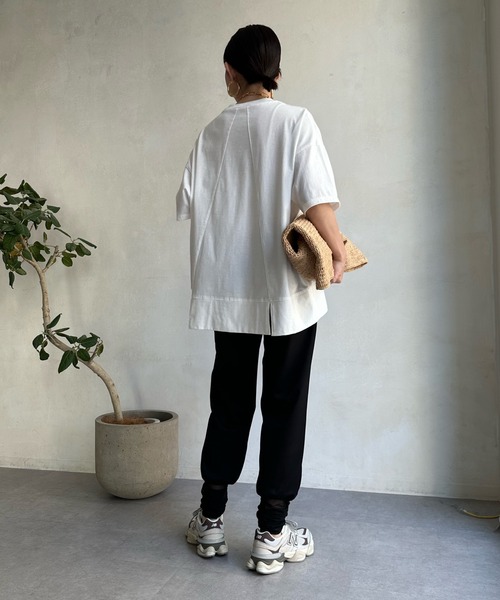 DouDou（ドゥドゥ）の「【WEB限定】裾チュール切替パンツ（スラックス・レディース・ブラック/アイボリー・FREE）」の3枚目の写真