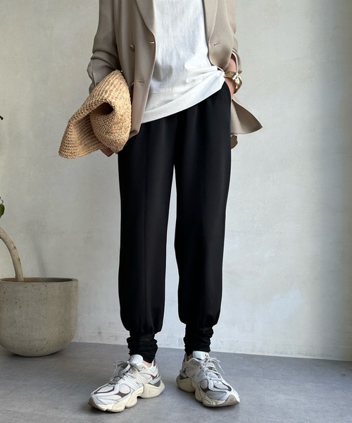 DouDou（ドゥドゥ）の「【WEB限定】裾チュール切替パンツ（スラックス・レディース・ブラック/アイボリー・FREE）」の9枚目の写真