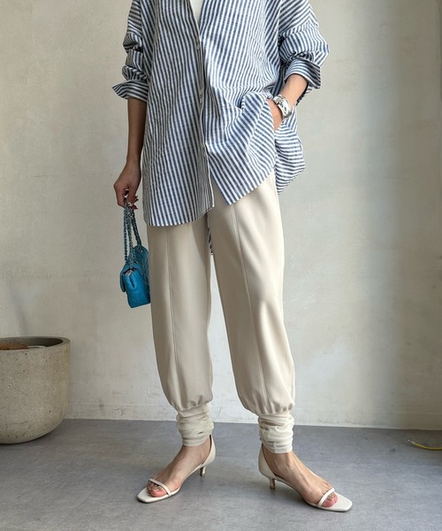 DouDou（ドゥドゥ）の「【WEB限定】裾チュール切替パンツ（スラックス・レディース・ブラック/アイボリー・FREE）」の20枚目の写真