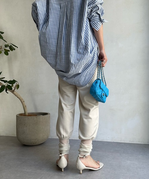 DouDou（ドゥドゥ）の「【WEB限定】裾チュール切替パンツ（スラックス・レディース・ブラック/アイボリー・FREE）」の8枚目の写真