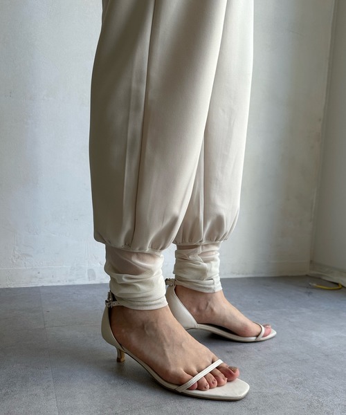 DouDou（ドゥドゥ）の「【WEB限定】裾チュール切替パンツ（スラックス・レディース・ブラック/アイボリー・FREE）」の18枚目の写真