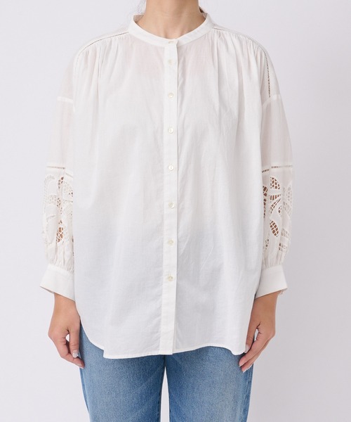 RIVE DROITE（リヴドロワ）の「袖口のレースがさりげない/コットン袖刺繍ギャザーブラウス（シャツ/ブラウス・レディース・ホワイト/ブラック/イエロー・FREE）」の13枚目の写真