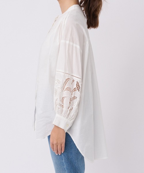 RIVE DROITE（リヴドロワ）の「袖口のレースがさりげない/コットン袖刺繍ギャザーブラウス（シャツ/ブラウス・レディース・ホワイト/ブラック/イエロー・FREE）」の14枚目の写真