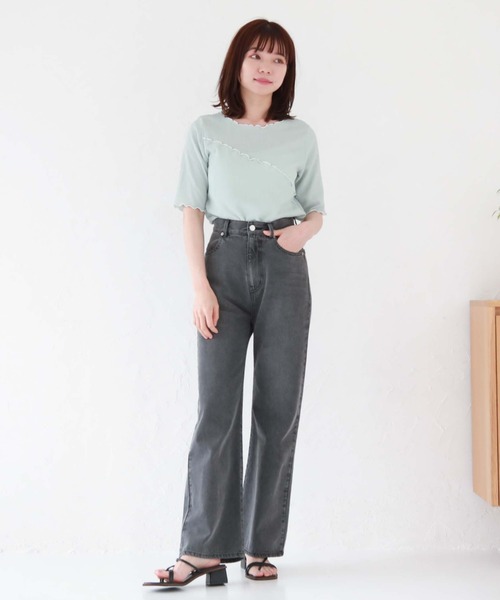 archives(アルシーヴ)の「配色メロー楊柳カットTOPS(Tシャツ/カットソー・レディース・ミント/ブラック/オフホワイト・MEDIUM)」の9枚目の写真