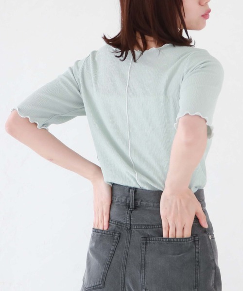 archives(アルシーヴ)の「配色メロー楊柳カットTOPS(Tシャツ/カットソー・レディース・ミント/ブラック/オフホワイト・MEDIUM)」の7枚目の写真