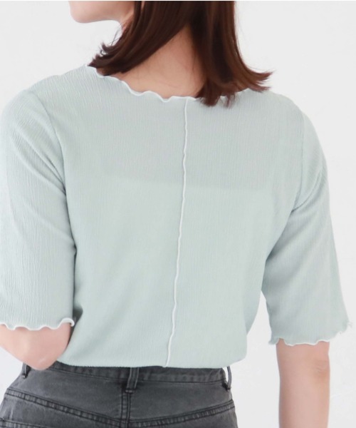 archives(アルシーヴ)の「配色メロー楊柳カットTOPS(Tシャツ/カットソー・レディース・ミント/ブラック/オフホワイト・MEDIUM)」の8枚目の写真