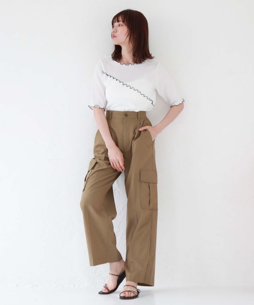 archives(アルシーヴ)の「配色メロー楊柳カットTOPS(Tシャツ/カットソー・レディース・ミント/ブラック/オフホワイト・MEDIUM)」の20枚目の写真