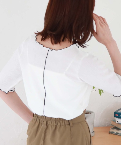 archives(アルシーヴ)の「配色メロー楊柳カットTOPS(Tシャツ/カットソー・レディース・ミント/ブラック/オフホワイト・MEDIUM)」の15枚目の写真