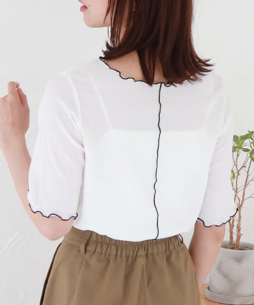 archives(アルシーヴ)の「配色メロー楊柳カットTOPS(Tシャツ/カットソー・レディース・ミント/ブラック/オフホワイト・MEDIUM)」の16枚目の写真