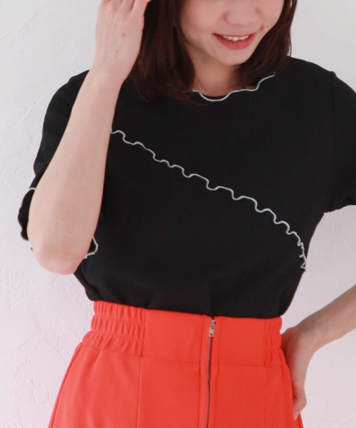 archives(アルシーヴ)の「配色メロー楊柳カットTOPS(Tシャツ/カットソー・レディース・ミント/ブラック/オフホワイト・MEDIUM)」の21枚目の写真