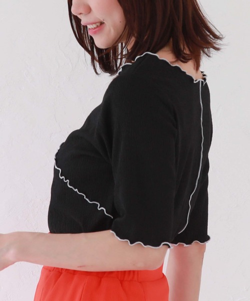 archives(アルシーヴ)の「配色メロー楊柳カットTOPS(Tシャツ/カットソー・レディース・ミント/ブラック/オフホワイト・MEDIUM)」の22枚目の写真