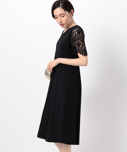 NOLLEY’S（ノーリーズ）の「◇【WEB限定】ストレッチポンチ袖レースワンピース（ワンピース・レディース・ネイビー/ブラック・38/36）」の5枚目の写真