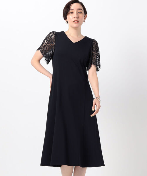 NOLLEY’S（ノーリーズ）の「◇【WEB限定】ストレッチポンチ袖レースワンピース（ワンピース・レディース・ネイビー/ブラック・38/36）」の8枚目の写真