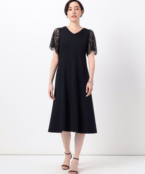 NOLLEY’S（ノーリーズ）の「◇【WEB限定】ストレッチポンチ袖レースワンピース（ワンピース・レディース・ネイビー/ブラック・38/36）」の9枚目の写真