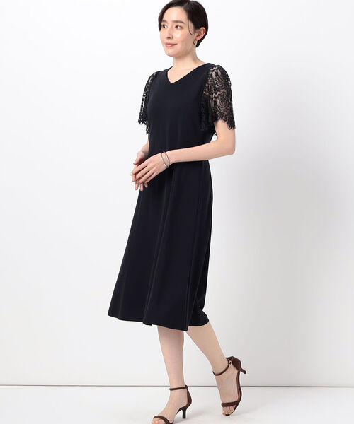 NOLLEY’S（ノーリーズ）の「◇【WEB限定】ストレッチポンチ袖レースワンピース（ワンピース・レディース・ネイビー/ブラック・38/36）」の10枚目の写真