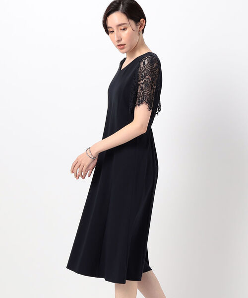 NOLLEY’S（ノーリーズ）の「◇【WEB限定】ストレッチポンチ袖レースワンピース（ワンピース・レディース・ネイビー/ブラック・38/36）」の12枚目の写真