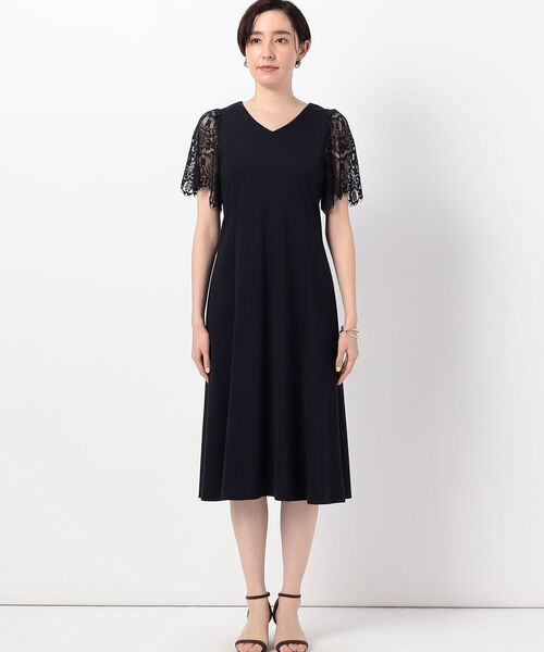 NOLLEY’S（ノーリーズ）の「◇【WEB限定】ストレッチポンチ袖レースワンピース（ワンピース・レディース・ネイビー/ブラック・38/36）」の15枚目の写真
