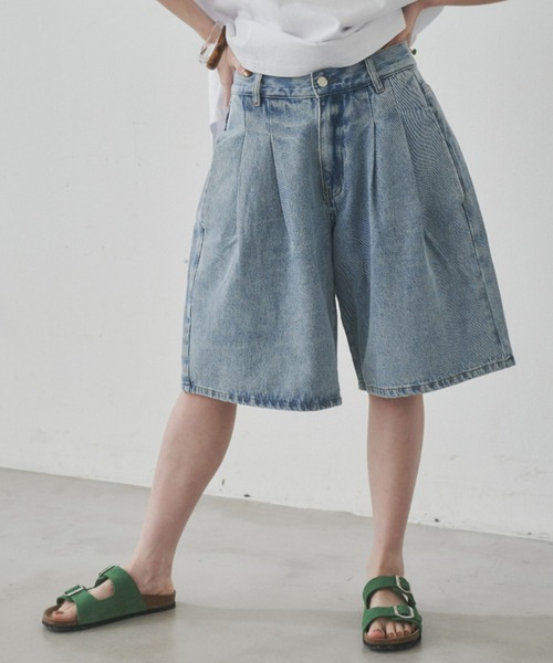 manana suerte（マニャーナスエルテ）の「サイズ展開あり　デニムハーフパンツ（デニムパンツ・レディース・ブルー・MEDIUM/LARGE）」の2枚目の写真
