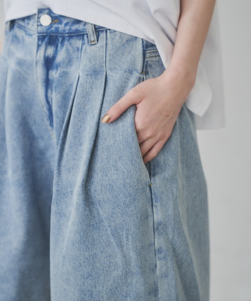 manana suerte（マニャーナスエルテ）の「サイズ展開あり　デニムハーフパンツ（デニムパンツ・レディース・ブルー・MEDIUM/LARGE）」の4枚目の写真
