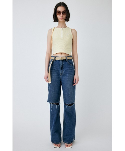 MOUSSY（マウジー）の「ZIP UP KNIT タンクトップ（タンクトップ・レディース・ライトブルー/レッド/ブラック/アイボリー・FREE）」の9枚目の写真