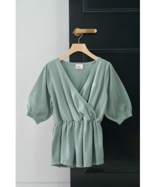 AZUL HOME（アズールホーム）の「【AZUL HOME】WHIP NIGHT CACHECOEUR KNIT/ホイップナイトカシュクールニット（ニット/セーター・レディース・ホワイト/ブルー・FREE）」の2枚目の写真