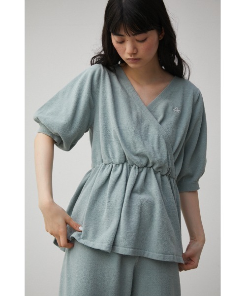AZUL HOME（アズールホーム）の「【AZUL HOME】WHIP NIGHT CACHECOEUR KNIT/ホイップナイトカシュクールニット（ニット/セーター・レディース・ホワイト/ブルー・FREE）」の6枚目の写真