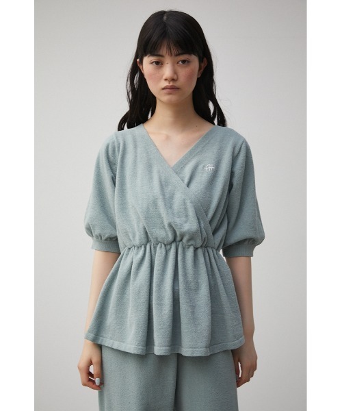 AZUL HOME（アズールホーム）の「【AZUL HOME】WHIP NIGHT CACHECOEUR KNIT/ホイップナイトカシュクールニット（ニット/セーター・レディース・ホワイト/ブルー・FREE）」の8枚目の写真
