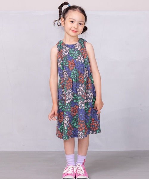 Life Support Products（ライフサポートプロダクツ）の「タンクトップ総柄ワンピース（80～150cm)（ワンピース・キッズ・チャコール/レッド/オフホワイト・90/95/100/110/120/130/140/150/80）」の3枚目の写真