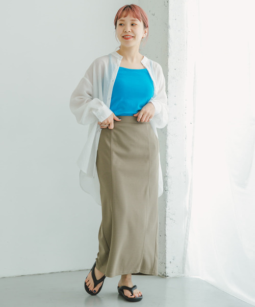 ITEMS URBANRESEARCH(アイテムズ アーバンリサーチ)の「カットジョーゼットタイトスカート(スカート・レディース・オレンジ/ブラック/モカ・SMALL/MEDIUM)」の5枚目の写真