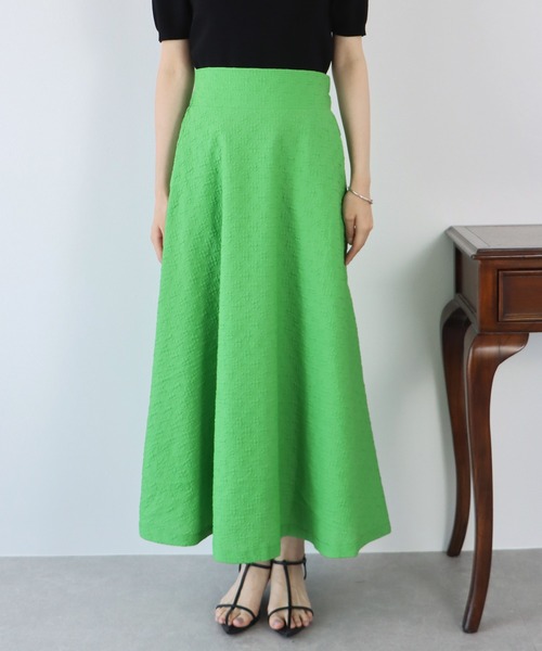 BLUEEAST（ブルーイースト）の「フクレジャガードボリュームフレアスカート（スカート・レディース・ブラック/アイボリー/グリーン・MEDIUM）」の11枚目の写真