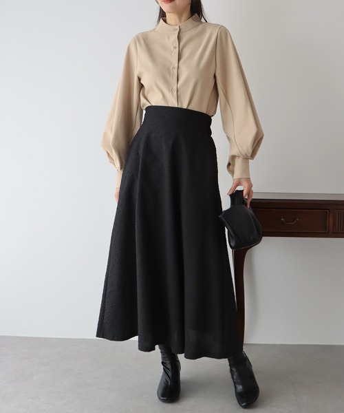 BLUEEAST（ブルーイースト）の「フクレジャガードボリュームフレアスカート（スカート・レディース・ブラック/アイボリー/グリーン・MEDIUM）」の20枚目の写真