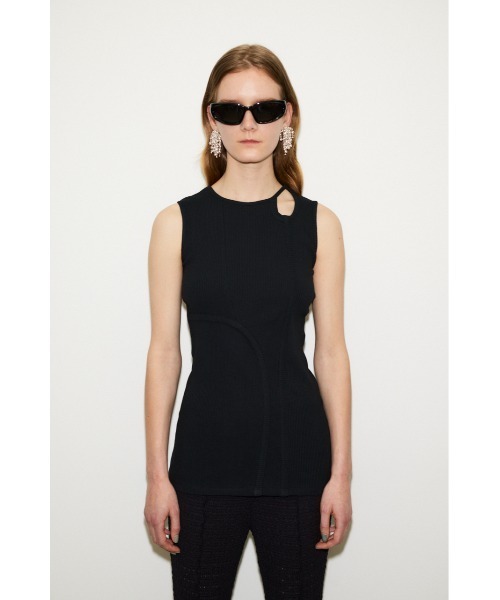 THROW by SLY（スローバイスライ）の「THROW ASYMMETRY HOLE DESIGN TANK アシンメトリー ホールデザイン タンク（タンクトップ・レディース・ホワイト/ブラック・FREE）」の13枚目の写真