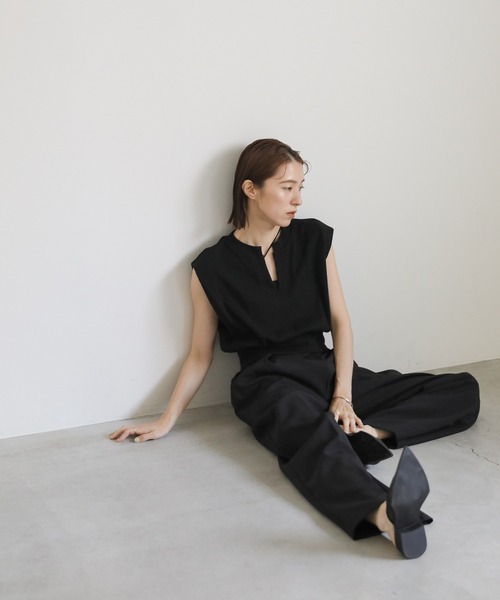 select MOCA（セレクトモカ）の「ワッフルフレンチスリーブトップス（Tシャツ/カットソー・レディース・オレンジ/アイボリー/ブラック/ネイビー/グリーン/ブラウン/グレイッシュブルー・FREE）」の18枚目の写真