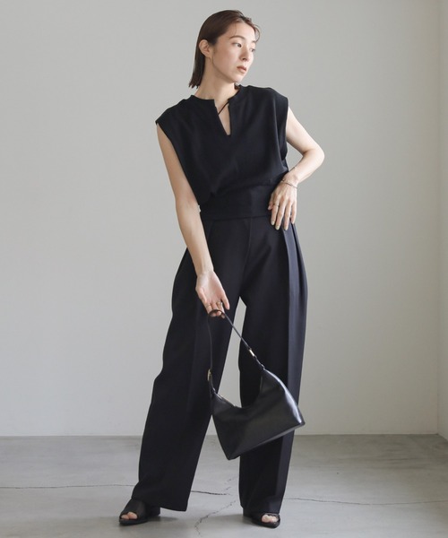 select MOCA（セレクトモカ）の「ワッフルフレンチスリーブトップス（Tシャツ/カットソー・レディース・オレンジ/アイボリー/ブラック/ネイビー/グリーン/ブラウン/グレイッシュブルー・FREE）」の9枚目の写真