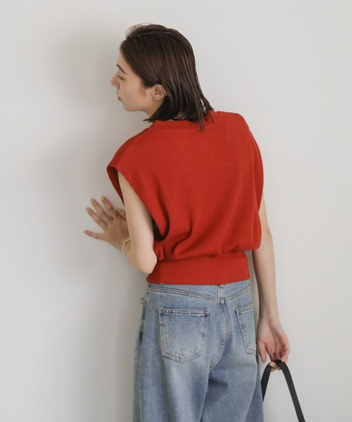 select MOCA（セレクトモカ）の「ワッフルフレンチスリーブトップス（Tシャツ/カットソー・レディース・オレンジ/アイボリー/ブラック/ネイビー/グリーン/ブラウン/グレイッシュブルー・FREE）」の17枚目の写真