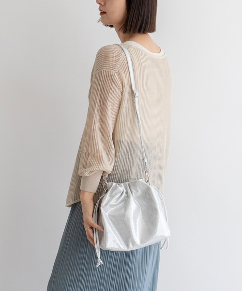 セール】メタリック2wayショルダーバッグ ミニバッグ 巾着バッグ セール】メタリック2wayショルダーバッグ ミニバッグ 巾着バッグ