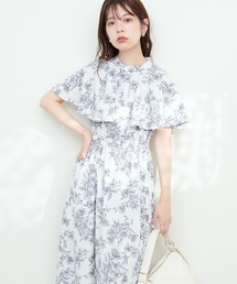 サイドプリーツケープ風ワンピース