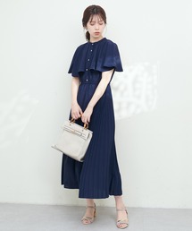 サイドプリーツケープ風ワンピース