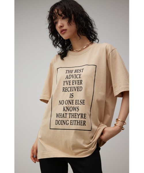 2色 Tシャツ カットソー ロゴ パールモードトップス パール付きロゴカットソー(カットソー・Tシャツ) | al'aise