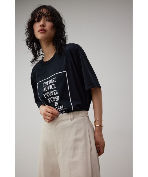 AZUL by moussy(アズールバイマウジー)の「BOX LOGO MESSAGE Tシャツ/ボックスロゴメッセージT(Tシャツ/カットソー・メンズ・ライトベージュ/ブラック/ホワイト・LARGE/SMALL/MEDIUM)」の3枚目の写真