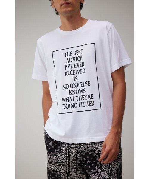 AZUL by moussy(アズールバイマウジー)の「BOX LOGO MESSAGE Tシャツ/ボックスロゴメッセージT(Tシャツ/カットソー・メンズ・ライトベージュ/ブラック/ホワイト・LARGE/SMALL/MEDIUM)」の5枚目の写真