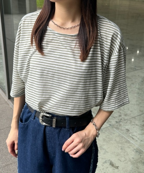 kutir（クティール）の「シアーボーダーTシャツ（Tシャツ/カットソー・レディース・ブルー/グリーン/イエロー・FREE）」の2枚目の写真