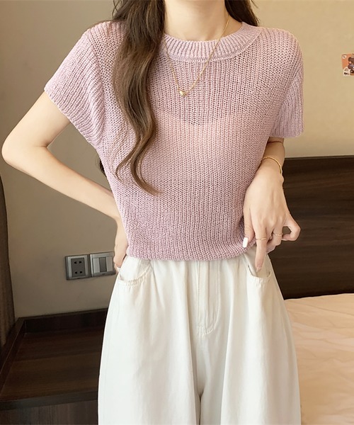 Girly Doll(ガーリードール)の「半袖サマーニット(ニット/セーター・レディース・ピンク系その他/グリーン/ピンク/ホワイト/ブラック・FREE)」の21枚目の写真