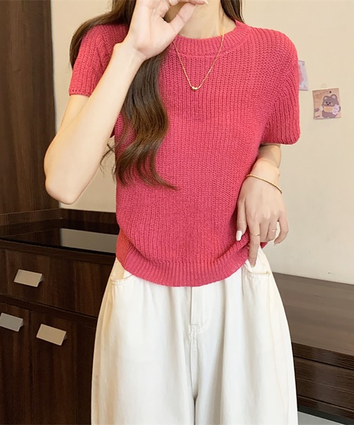Girly Doll(ガーリードール)の「半袖サマーニット(ニット/セーター・レディース・ピンク系その他/グリーン/ピンク/ホワイト/ブラック・FREE)」の19枚目の写真