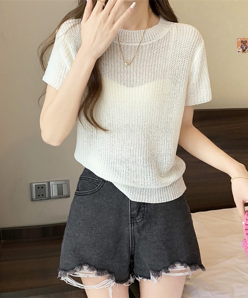 Girly Doll(ガーリードール)の「半袖サマーニット(ニット/セーター・レディース・ピンク系その他/グリーン/ピンク/ホワイト/ブラック・FREE)」の17枚目の写真