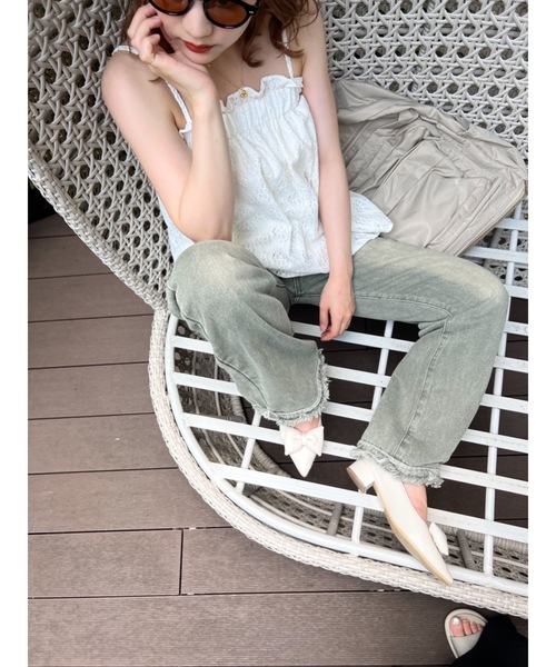 JUMELLE(ジュメロ)の「vintage damege denim(デニムパンツ・レディース・グリーン・SMALL/MEDIUM)」の5枚目の写真
