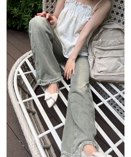 JUMELLE(ジュメロ)の「vintage damege denim(デニムパンツ・レディース・グリーン・SMALL/MEDIUM)」の6枚目の写真