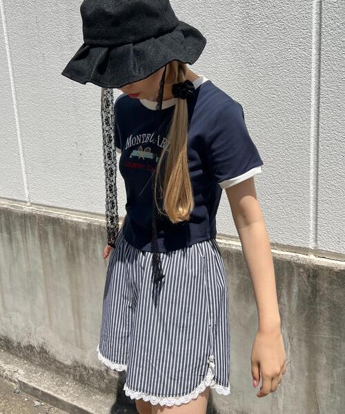 WC(ダブル シー)の「フリルレースストライプショーツ(その他パンツ・レディース・ブラック/ブルー・FREE)」の7枚目の写真